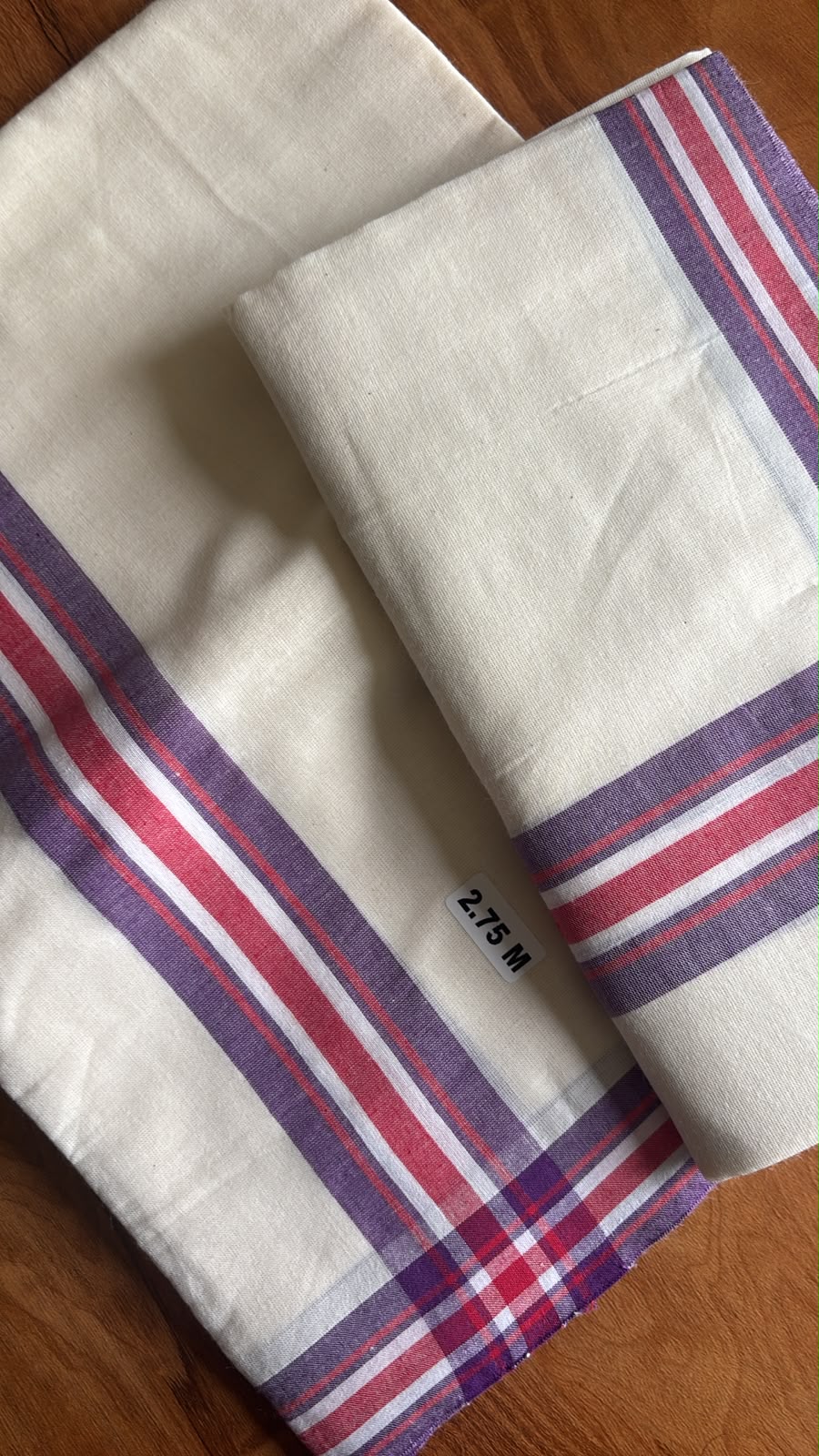 Violet red border daily wear mulloth pure cotton set Mundu