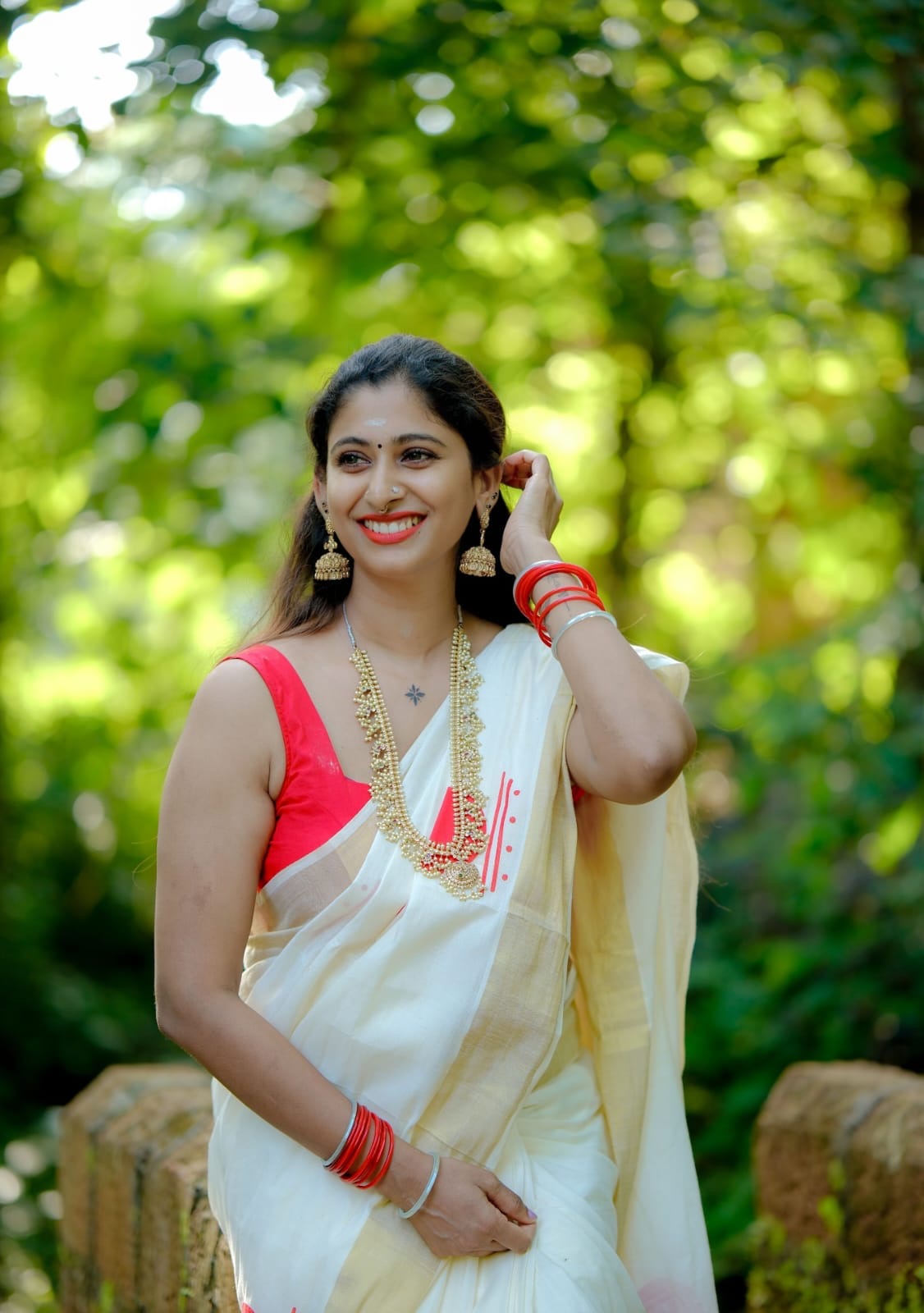 Navaratri Special Red polka Kasav Saree