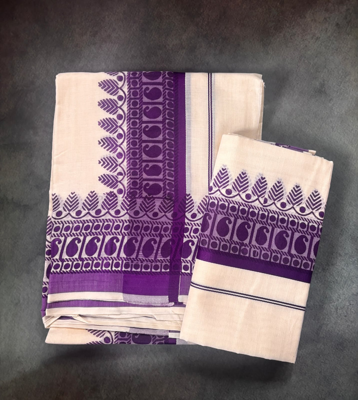 Kerala Cotton Violet Set Mundu