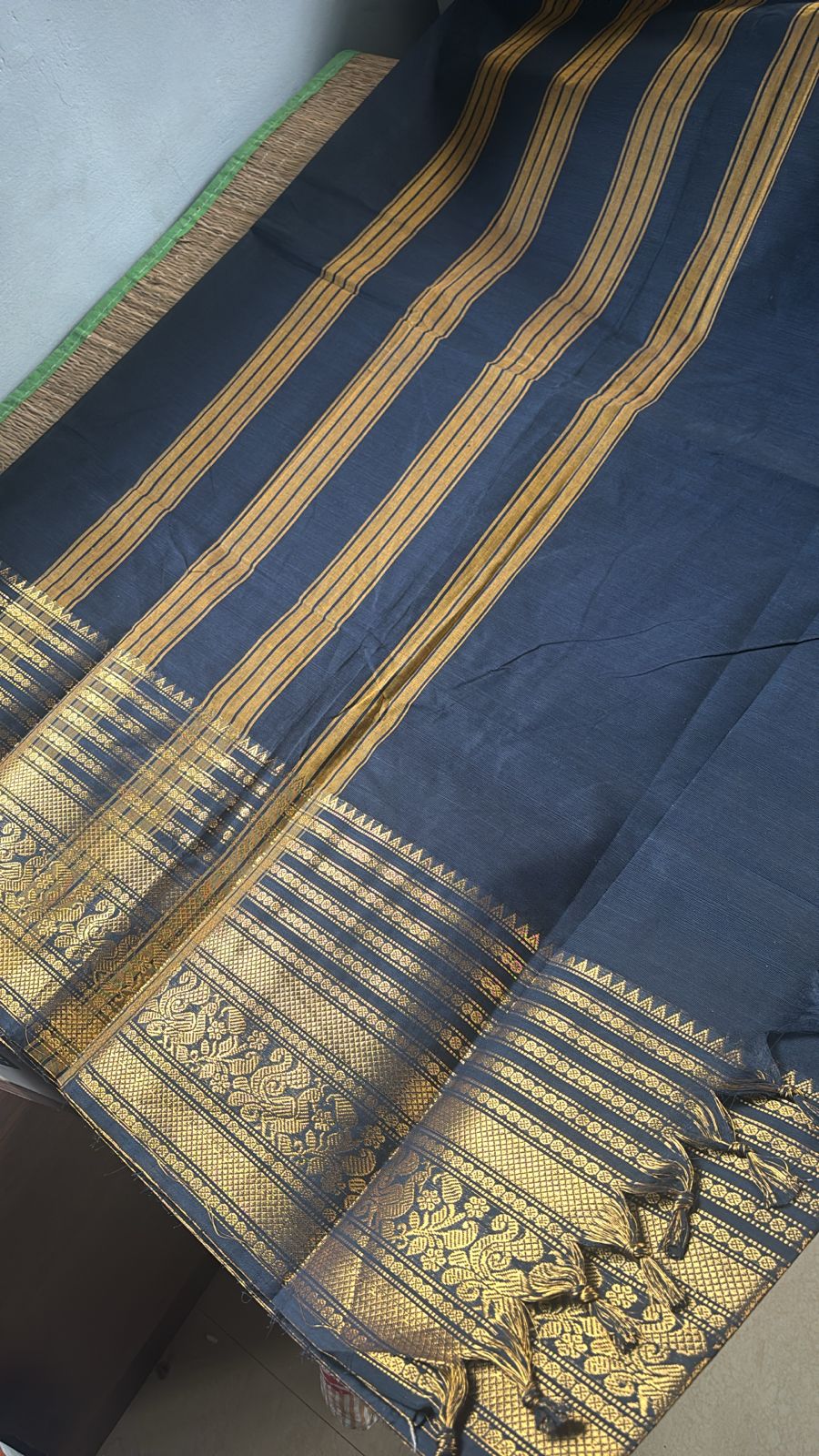 Vintage Black Kanchi Cotton Saree
