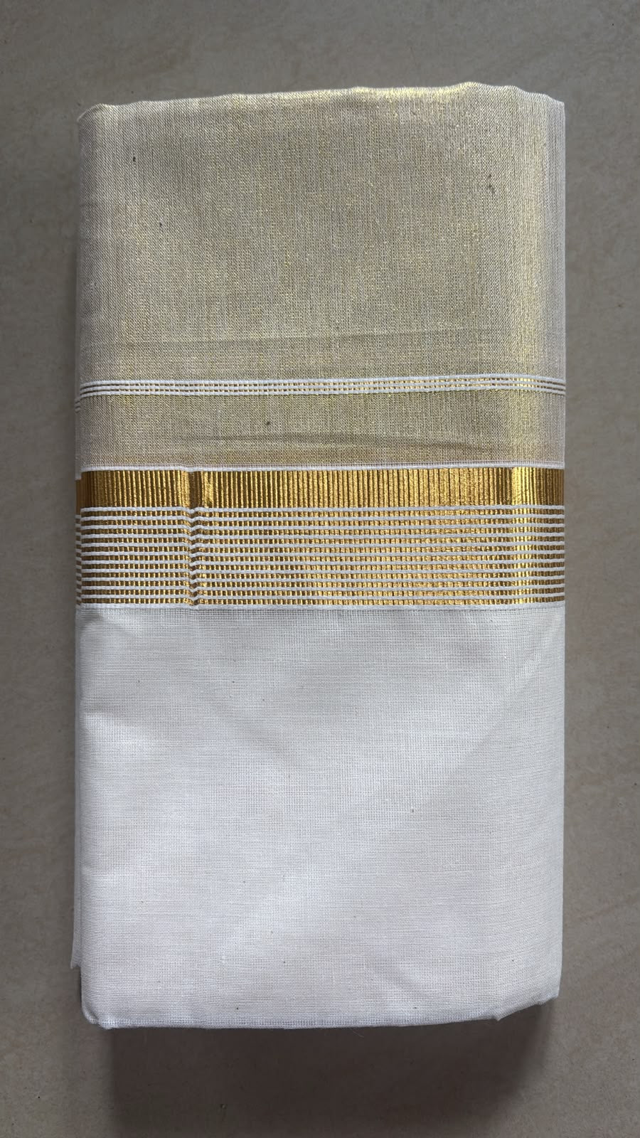 Half tissue half cotton border gents double Mundu Onam special