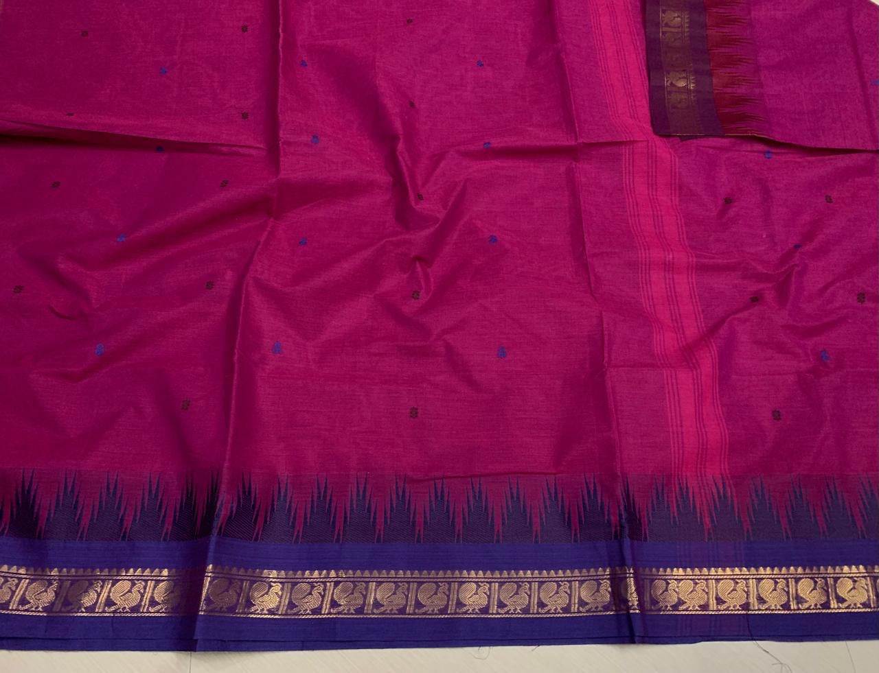 Sangita vintage temple border Saree, beet red and purple
