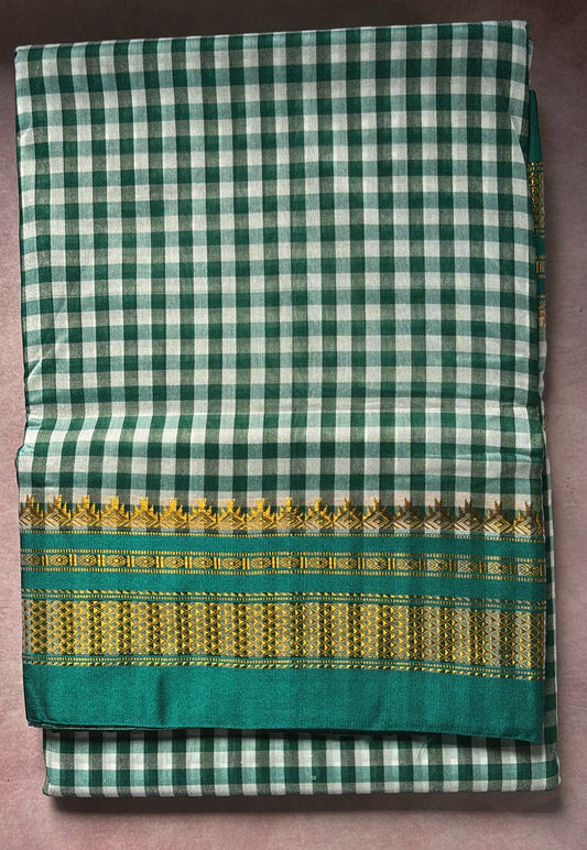 Yashodha Rama green check Cotton silk Sarees