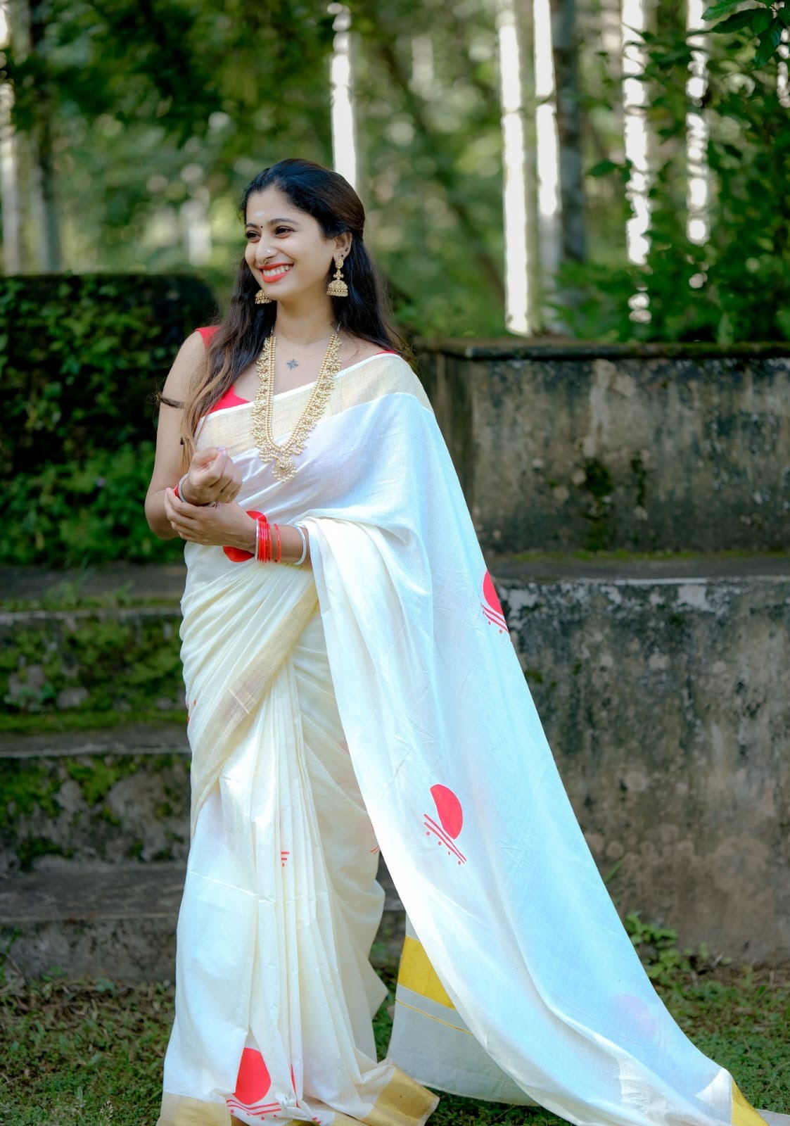 Navaratri Special Red polka Kasav Saree