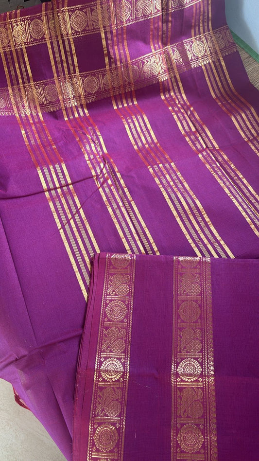 Vintage dual tone Chettinad Retta petta border Vintage Festive Saree