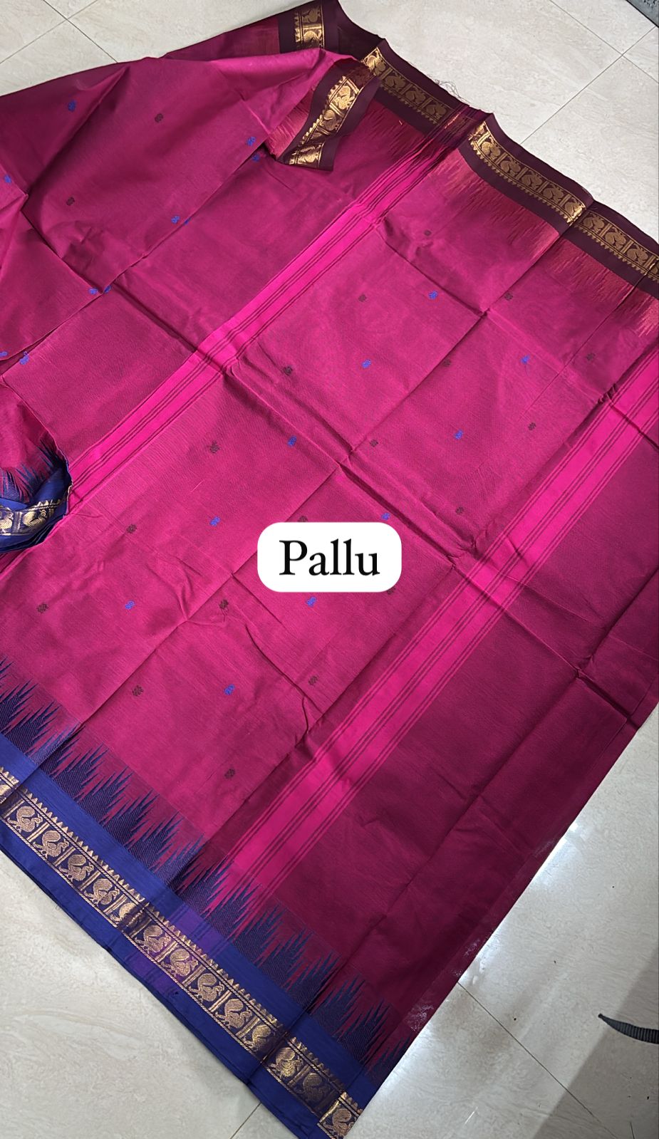 Sangita vintage temple border Saree, beet red and purple