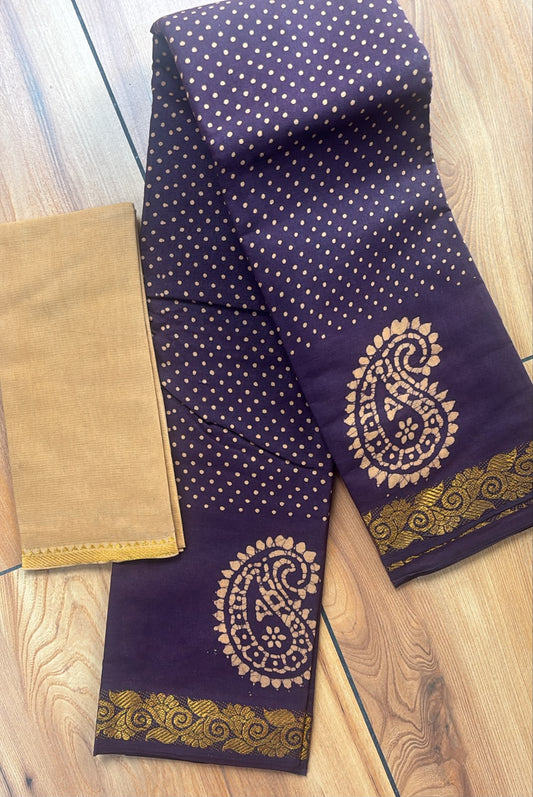 Wax batik Sungudi handloom cotton Saree SNS48