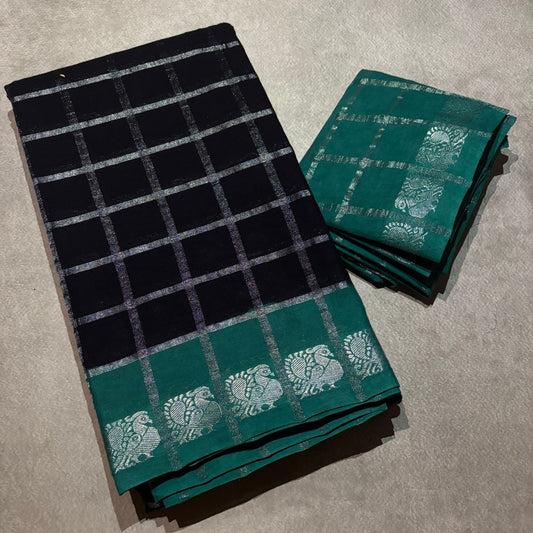 Tarangini Sungudi Cotton silver pavithra kattam Saree with blouse piece