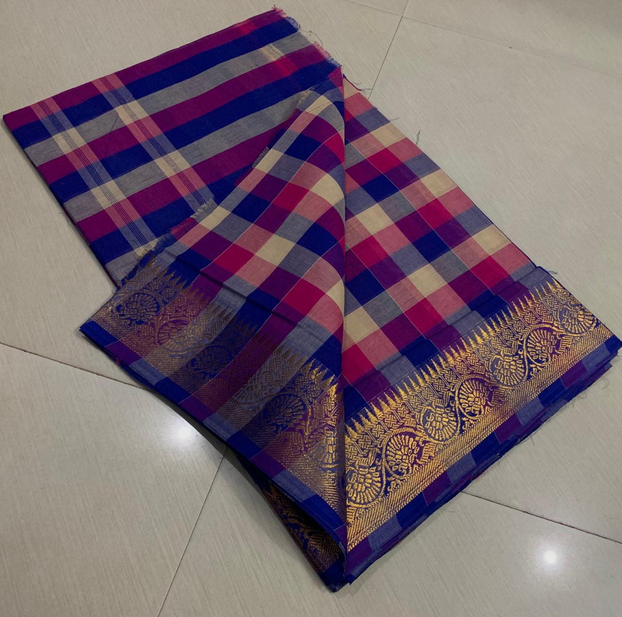 Madras check paalum pazham chettinad cotton Saree