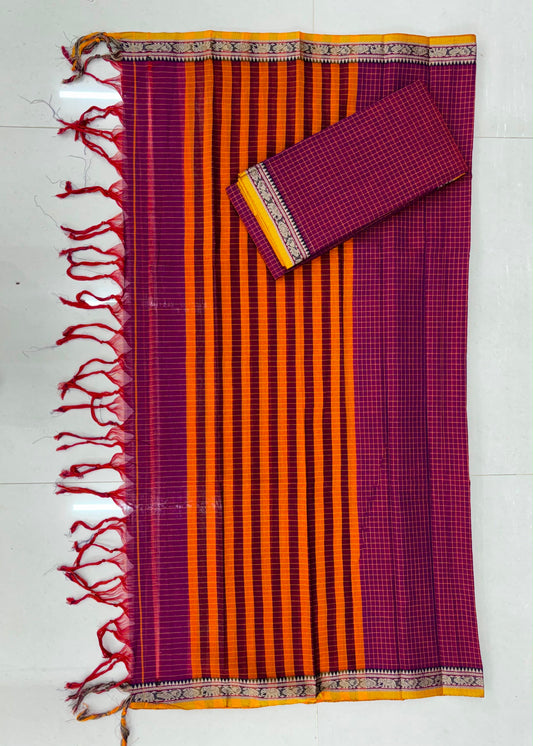 Gas Mercerised Narayanpeth Suit Set Unstitched Majenta
