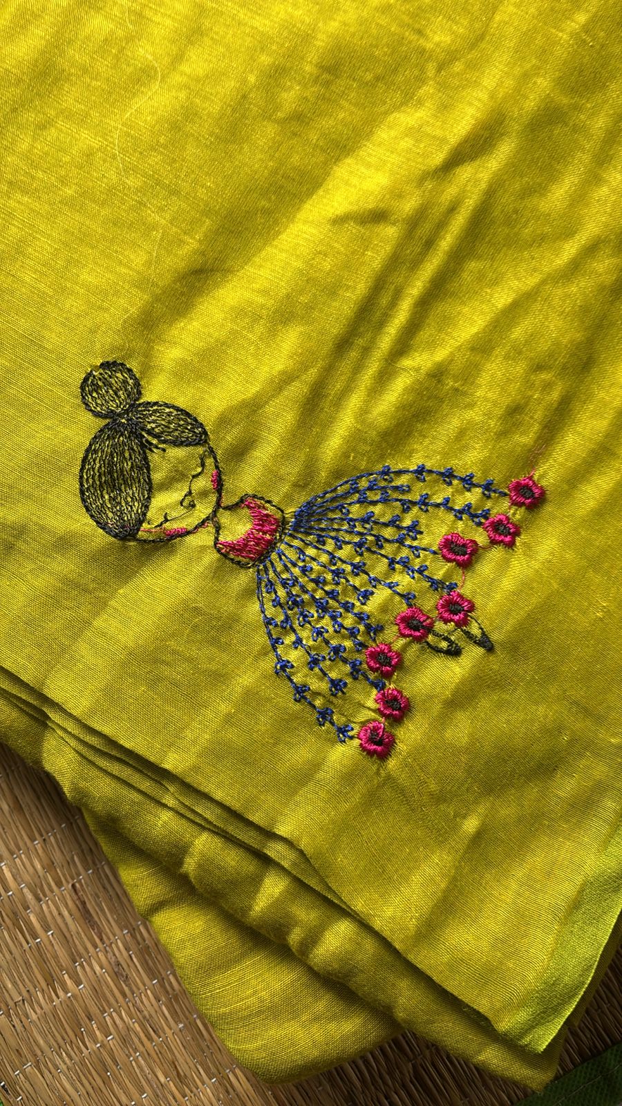 Doll design embroidered soft cotton saree