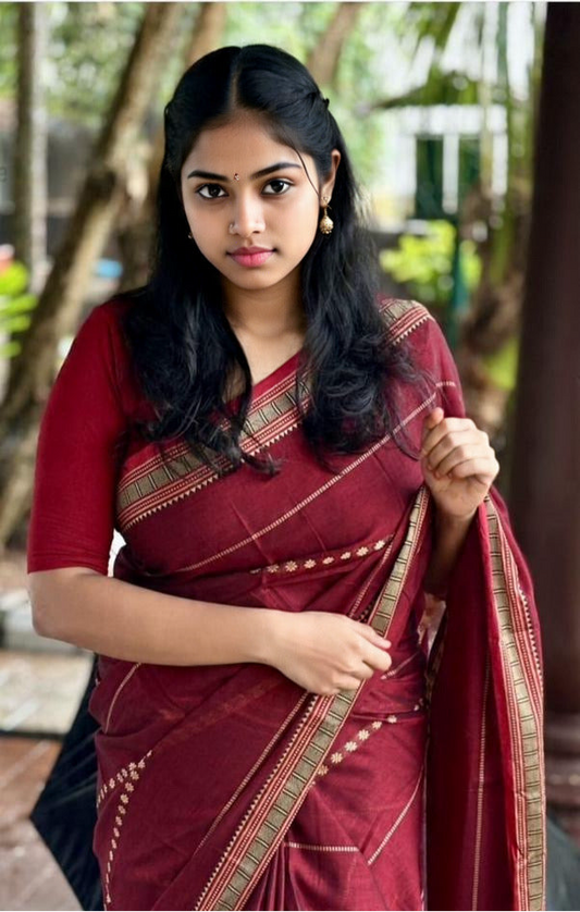 Vrinda वृंदा  Narayanpeth Sarees Maroon