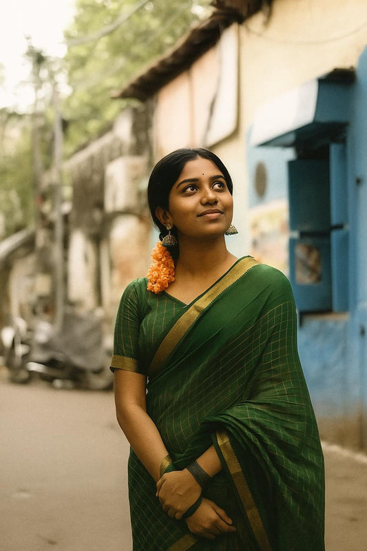 Mangalagiri pattu sarees Green