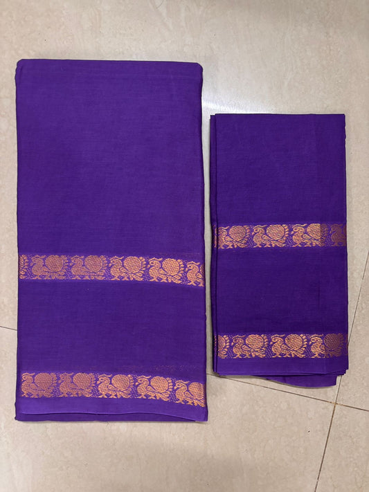 Tarangini Sungudi Cotton sarees with blouse violet