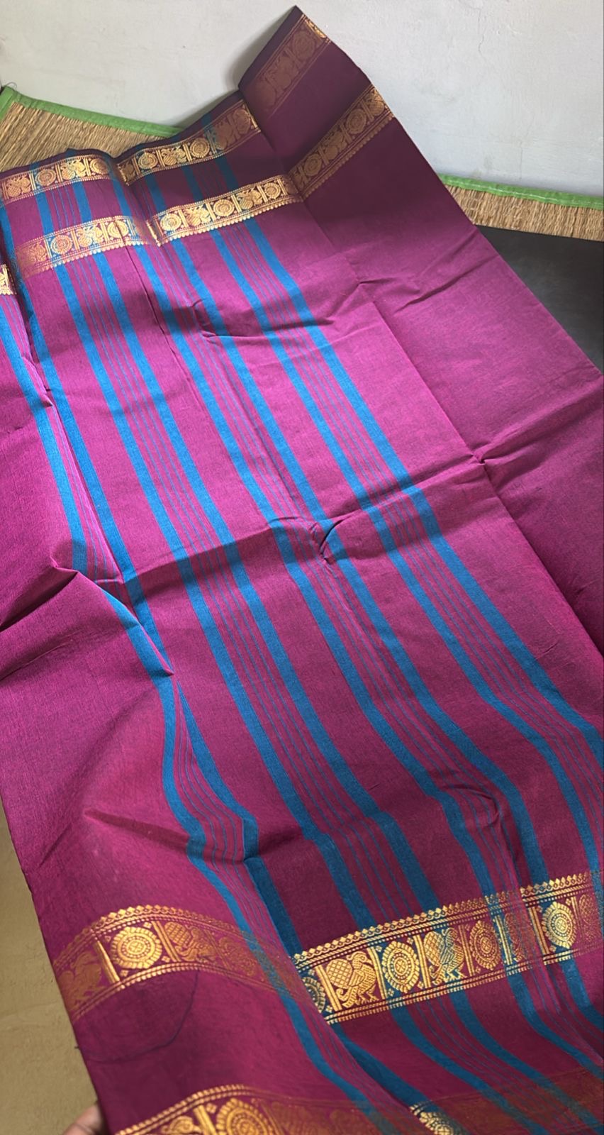 Vintage Chettinad Cotton saree with blouse Majenta Shwetha Maam’s Choice