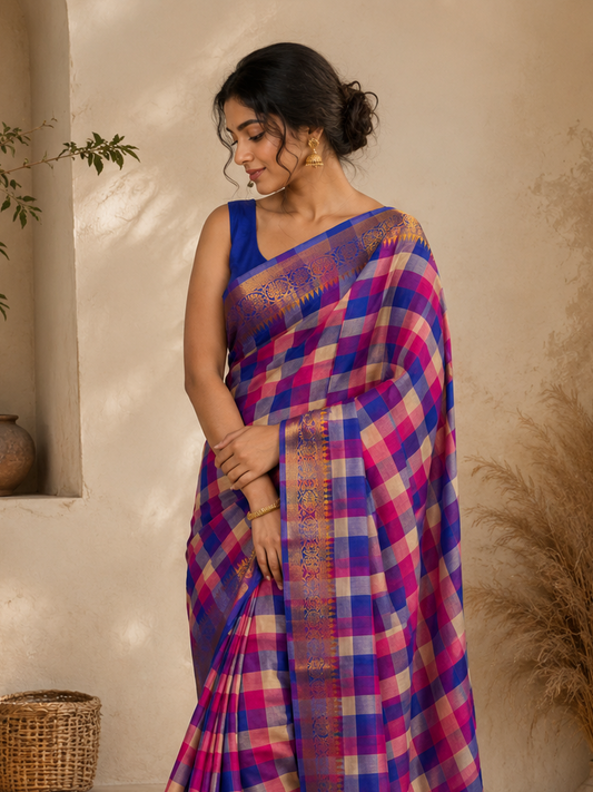 Madras check paalum pazham chettinad cotton Saree