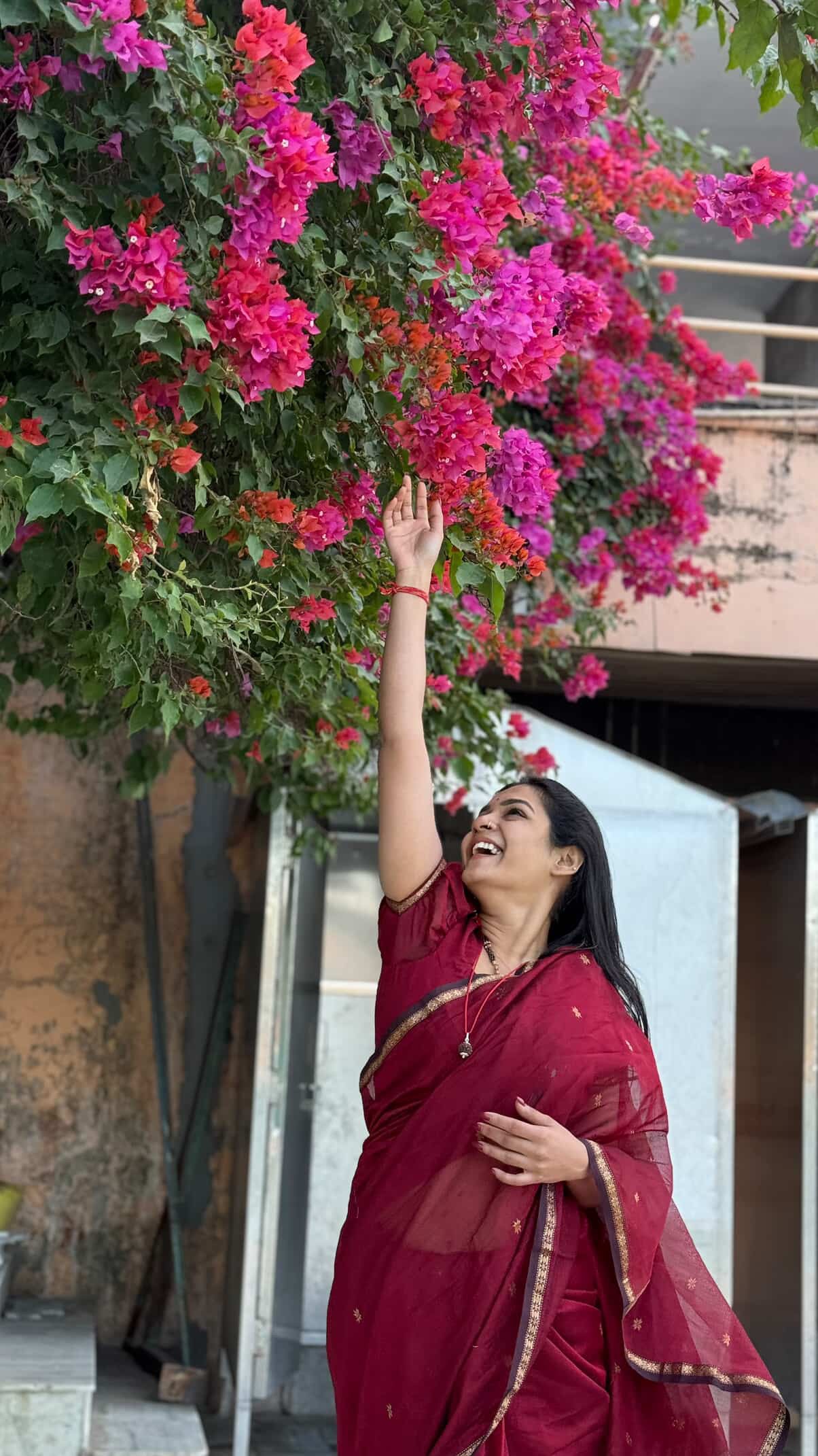 Kalyanika (कल्याणिका) Handloom Maheshwari Silk Cotton Sarees, Maroon  Sithara’s choice