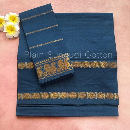 Rudraksha retta petta border Sungudi handloom cotton Saree with blouse piece