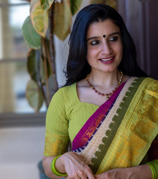 Tarangini Ganga Jamuna zari checks saree off white body colour