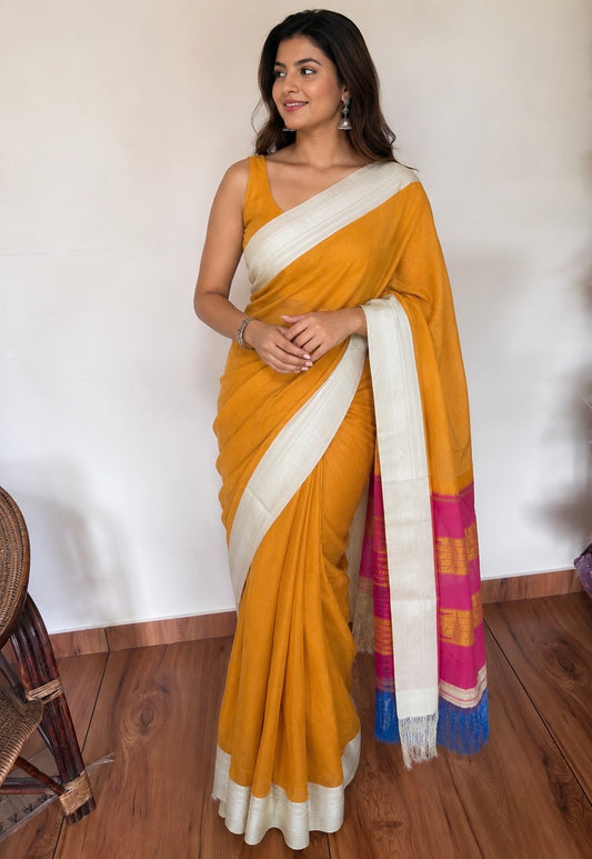 Ilkal Bola Handloom Silk Saree Chikki Paras Border with Pure Silk Pallu