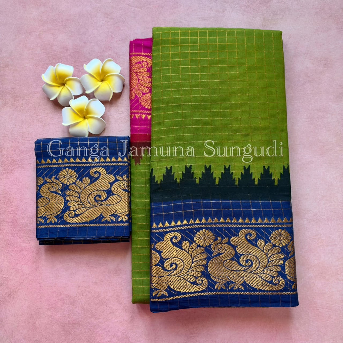 Ganga jamuna Handloom Sungudi Cotton Saree