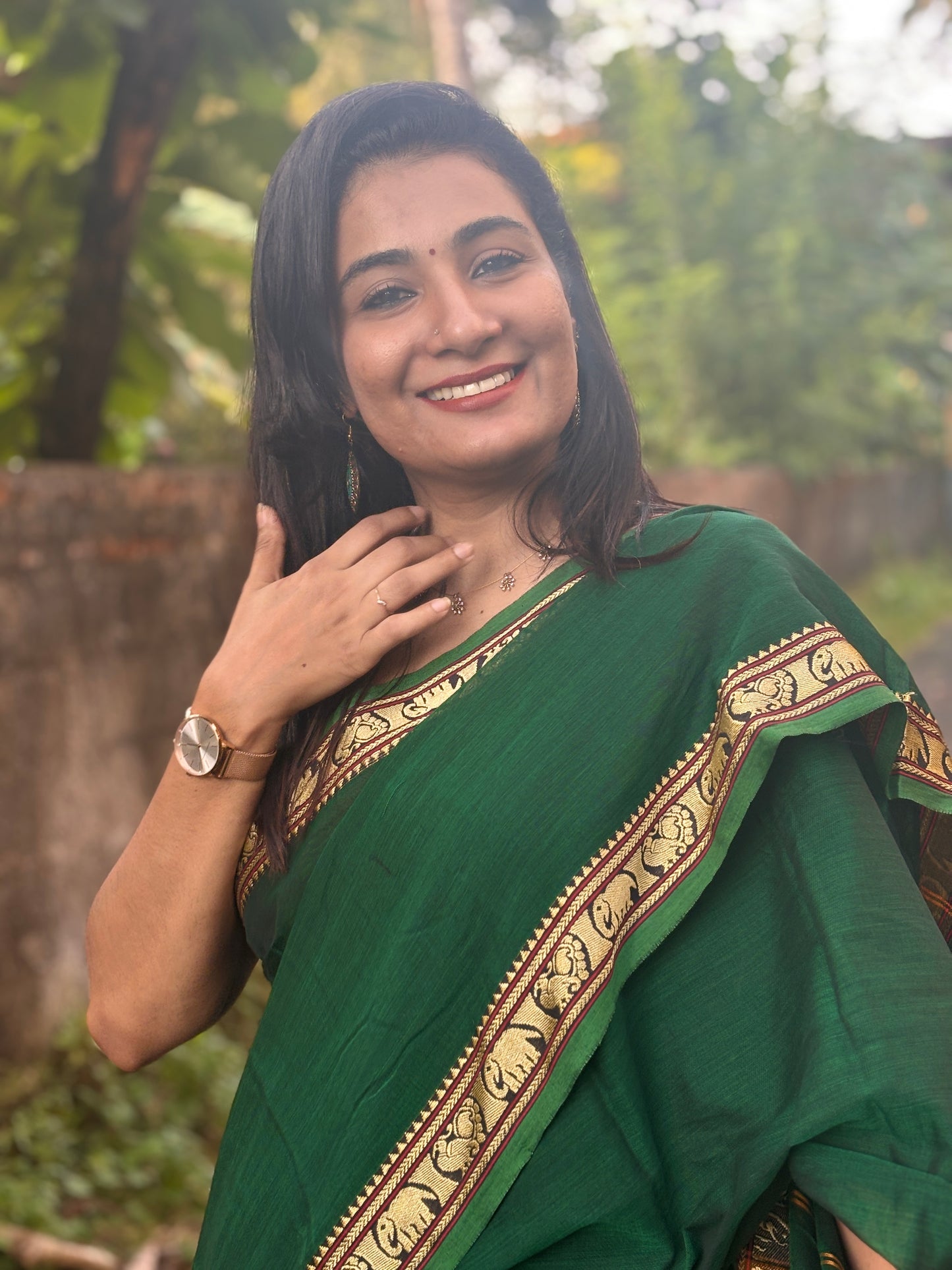 Vrinda Narayanpeth green Vintage Sarees