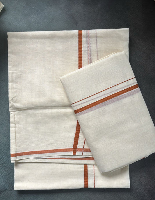 Sarvani puliyilakara bronze shade kara Set Mundu