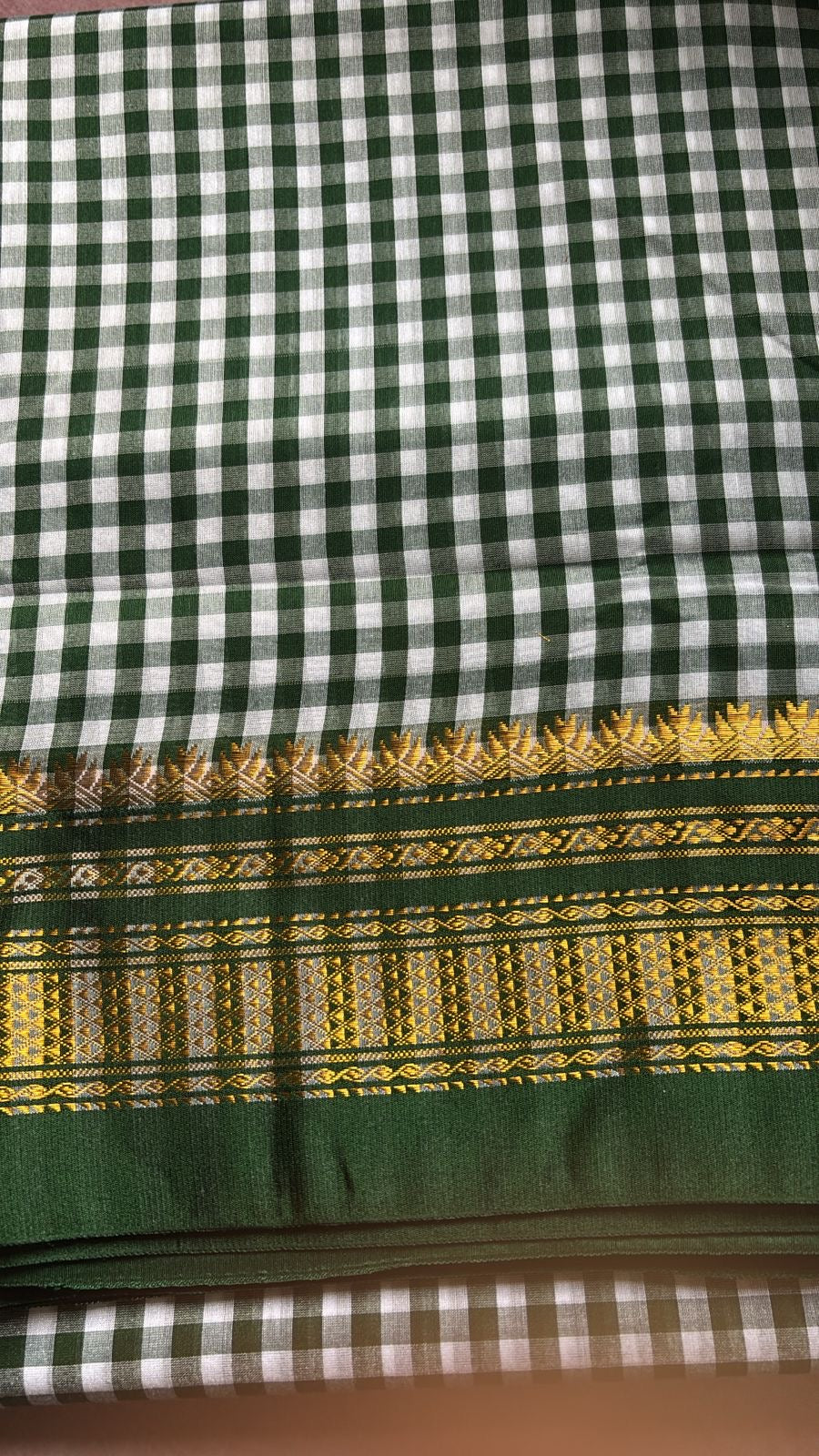 Yashoda bottle green check Ilkal saree