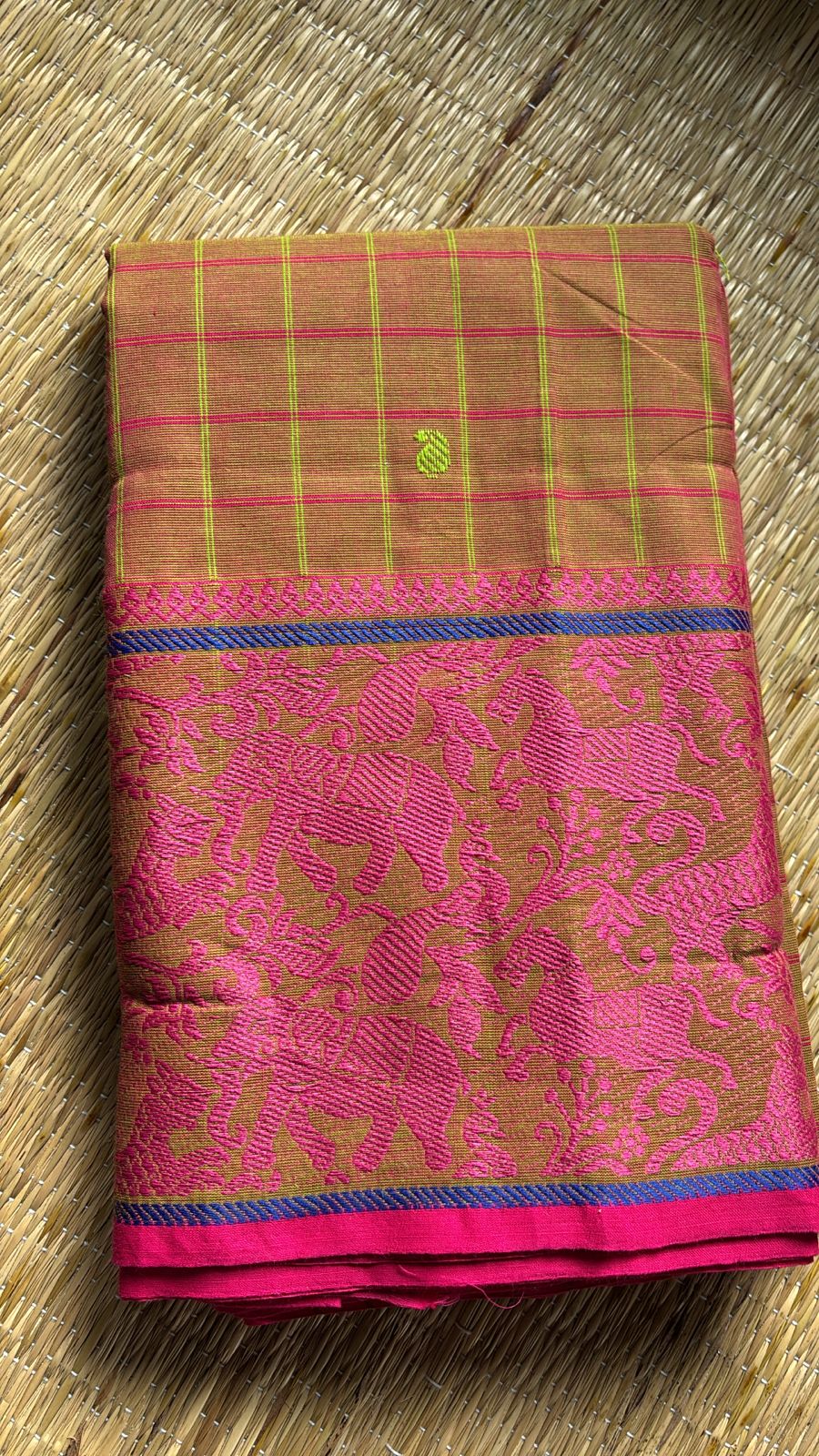 Sangita vintage korvai cotton check sarees without blouse