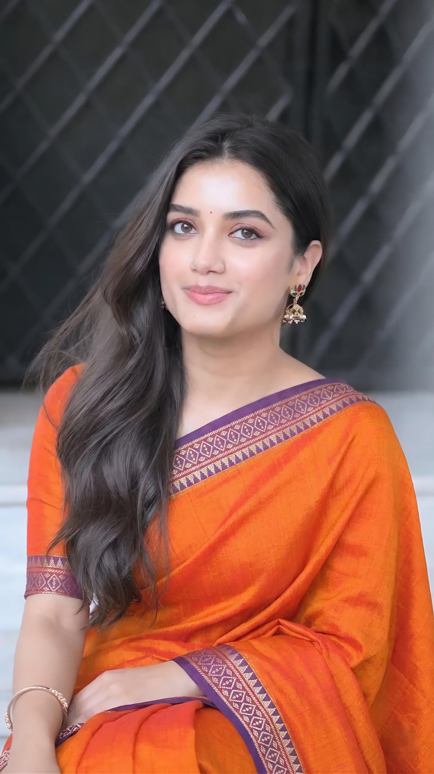 Festive Orange Narayanpeth Mercerised cotton Saree
