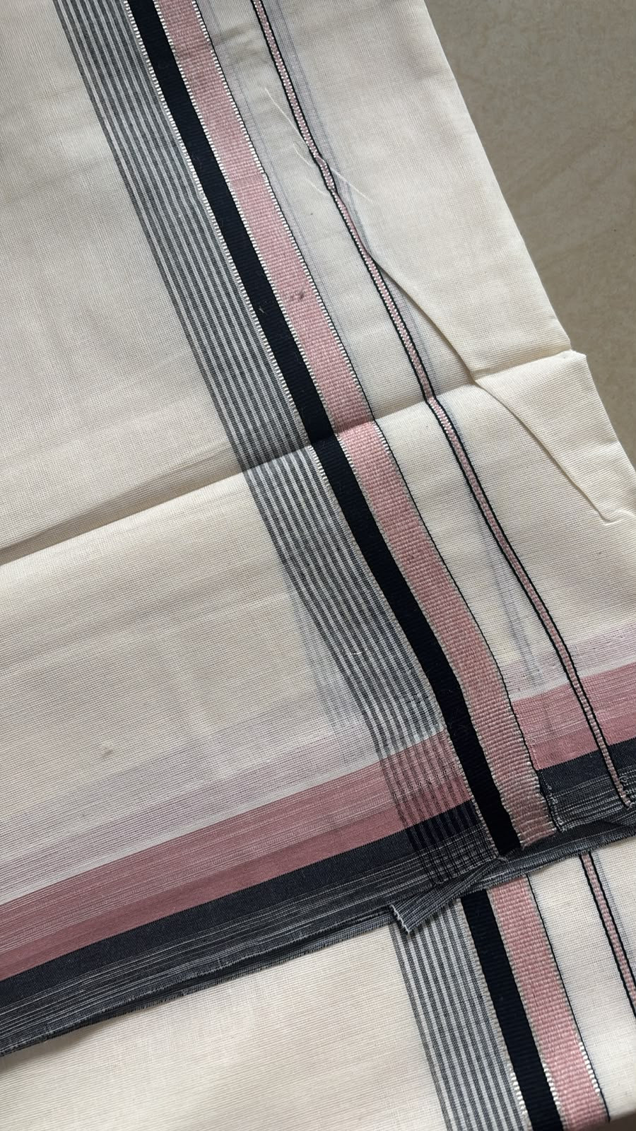 Pastel double gents Mundu baby pink and black