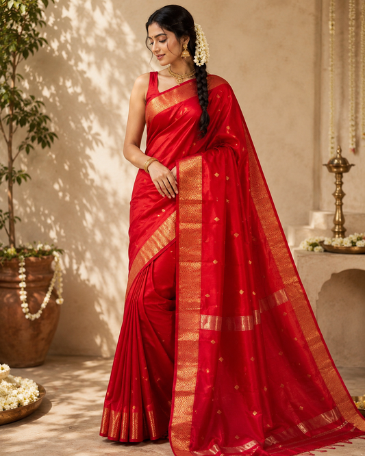 Maheshwari silk cotton diamond butta Saree