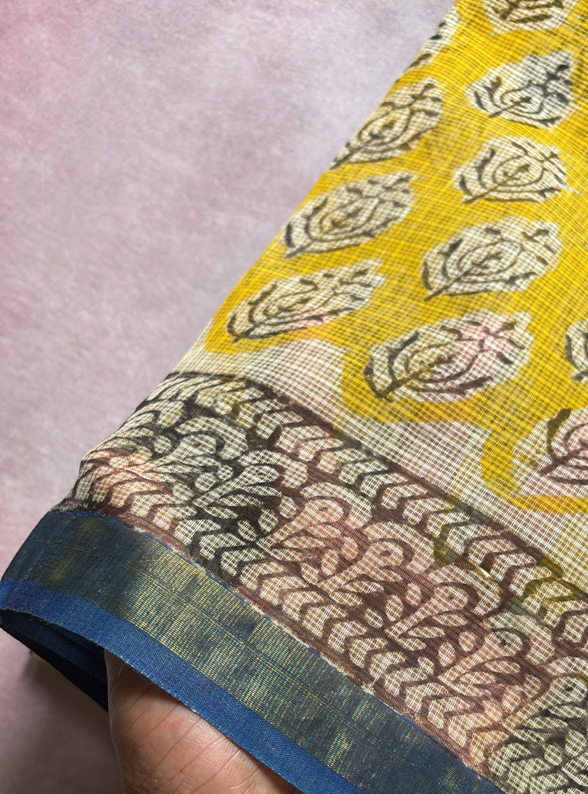 Kota doria sarees yellow mist