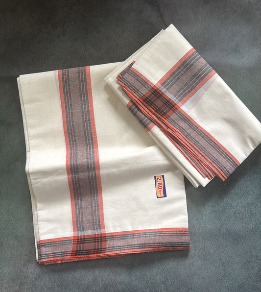 Brick brown daily wear mulloth set Mundu