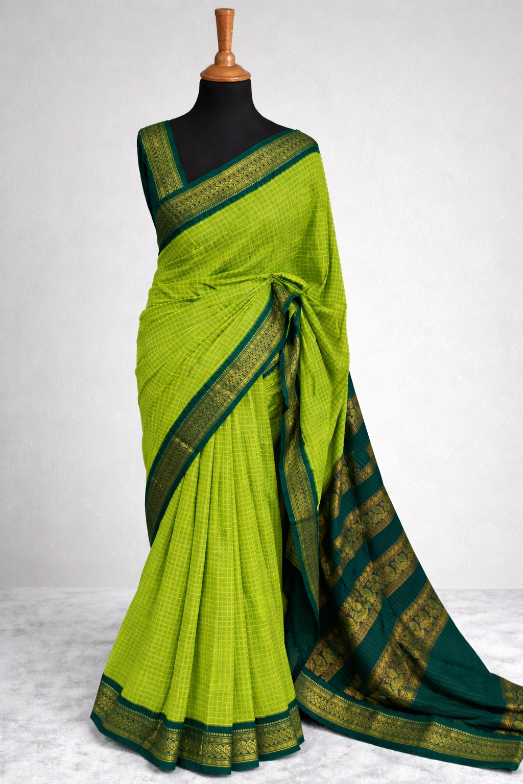 Apsara Green Kalyani Cotton Silk Saree