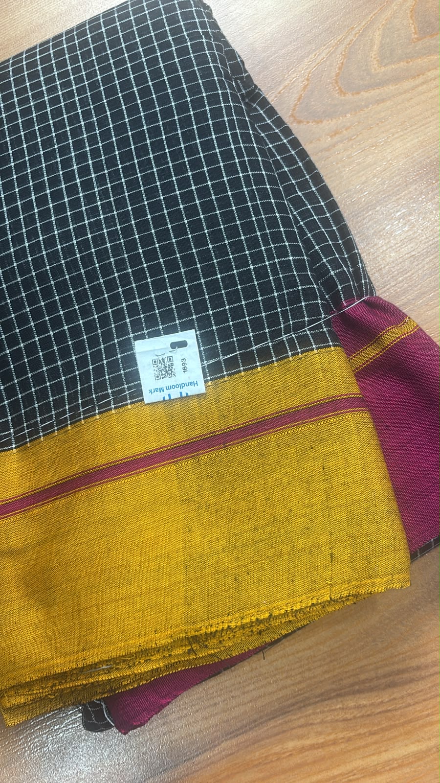 Patteda Aanchu black checks ganga jamuna handloom cotton Sarees PAT06