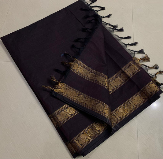 Vintage Brown Kanchi cotton Saree