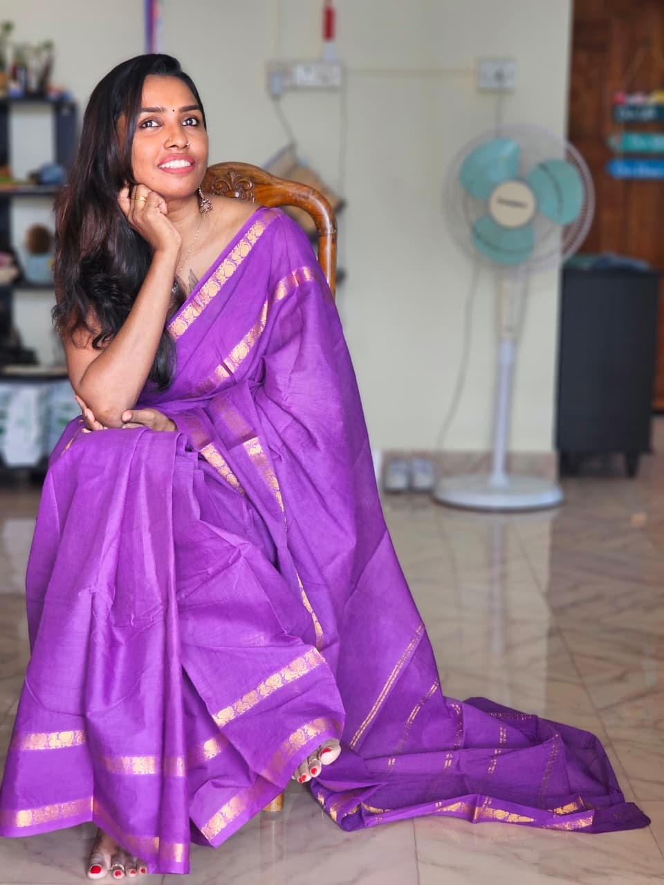 Tarangini Sungudi Cotton sarees with blouse violet