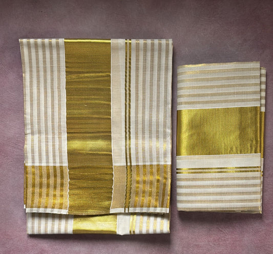 Sarvani Tissue stripes Single Set Mundu