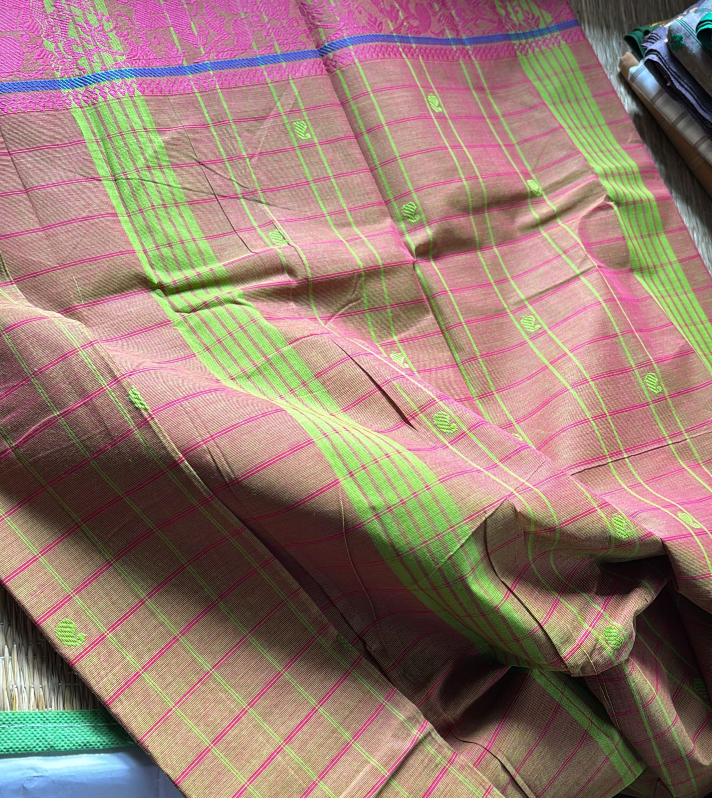 Sangita vintage korvai cotton check sarees without blouse