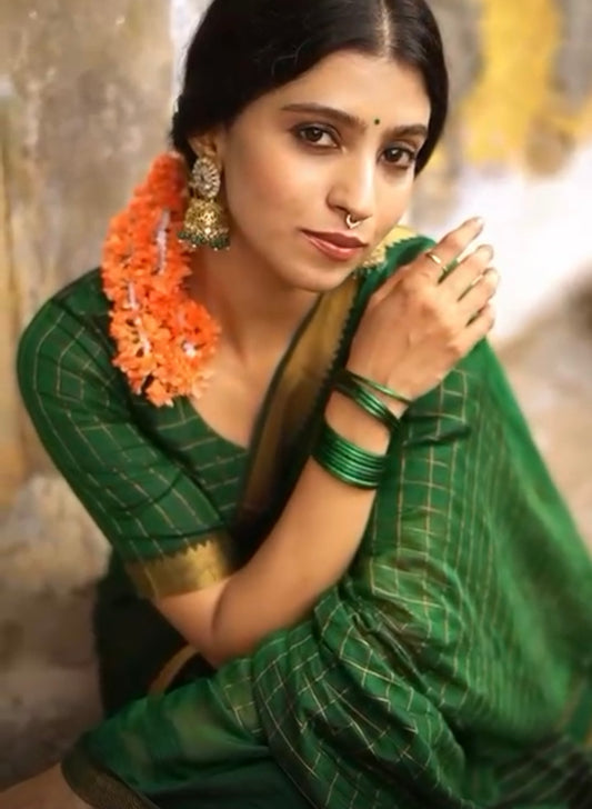 Mangalagiri pattu sarees Green