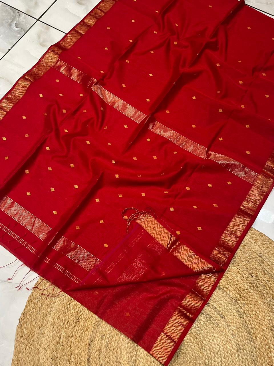Maheshwari silk cotton diamond butta Saree