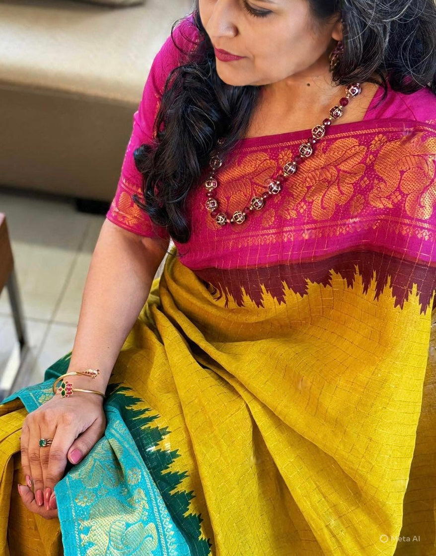 Tarangini Ganga jamuna Sungudi cotton saree with blouse