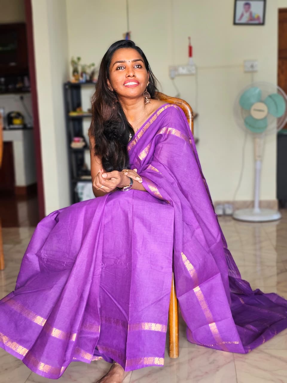 Tarangini Sungudi Cotton sarees with blouse violet