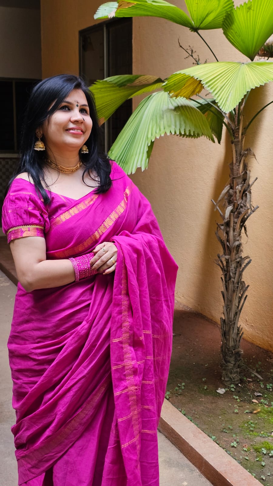 Tarangini Majenta handloom sungudi plain sarees, Sithara’s choice