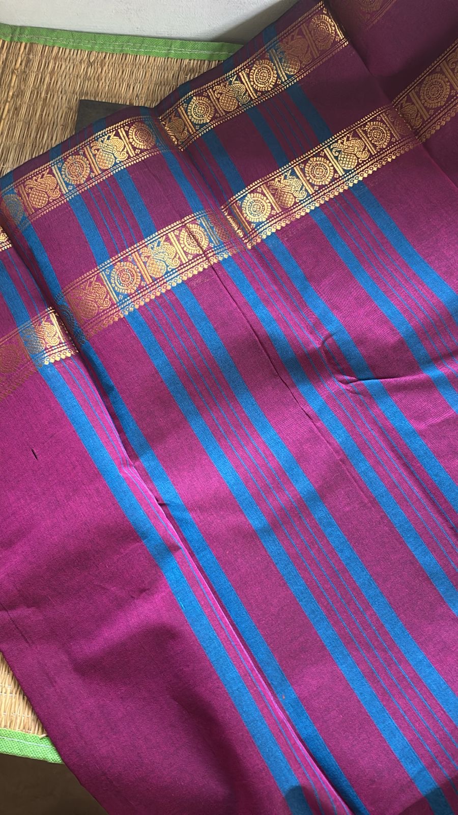 Vintage Chettinad Cotton saree with blouse Majenta Shwetha Maam’s Choice