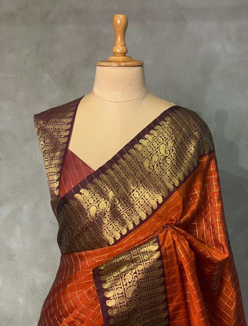 Rust orange Fancy Banarasi Silk Saree
