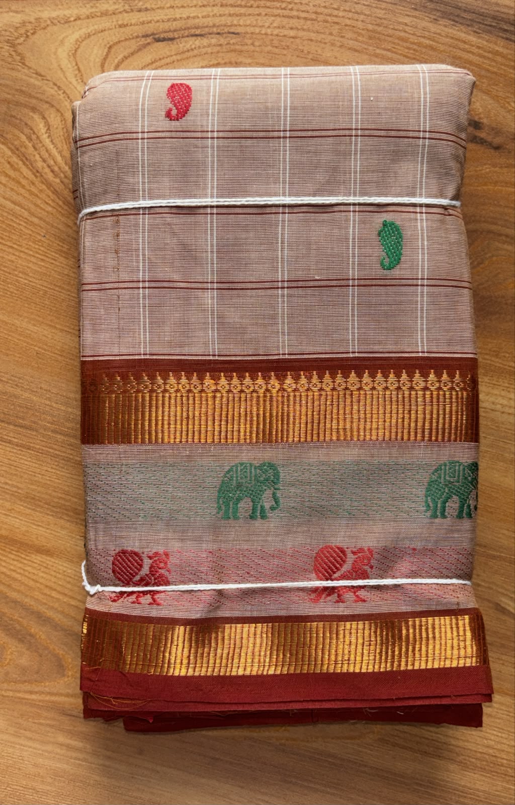 Dual border Kanchi cotton Saree without blouse SGS45