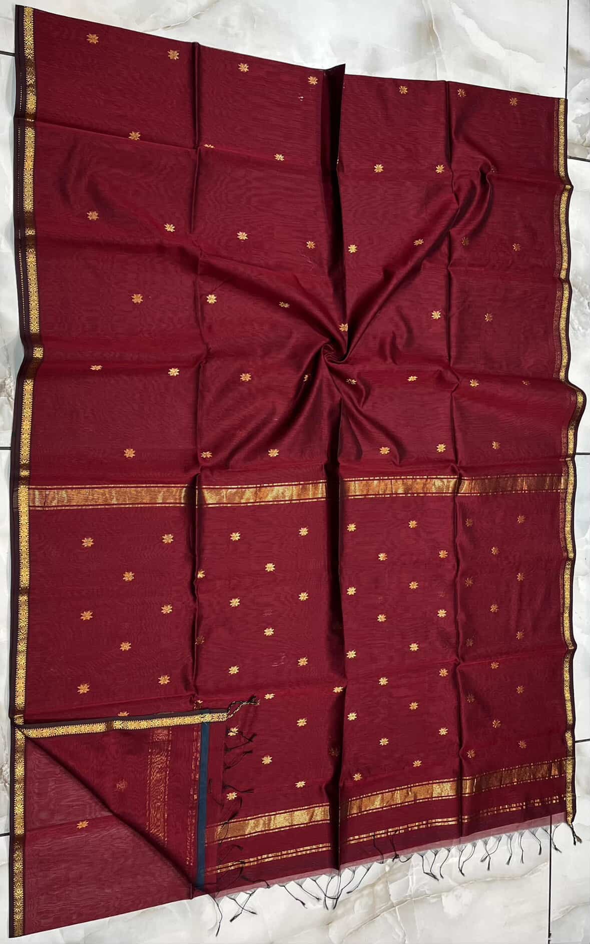 Kalyanika (कल्याणिका) Handloom Maheshwari Silk Cotton Sarees, Maroon  Sithara’s choice