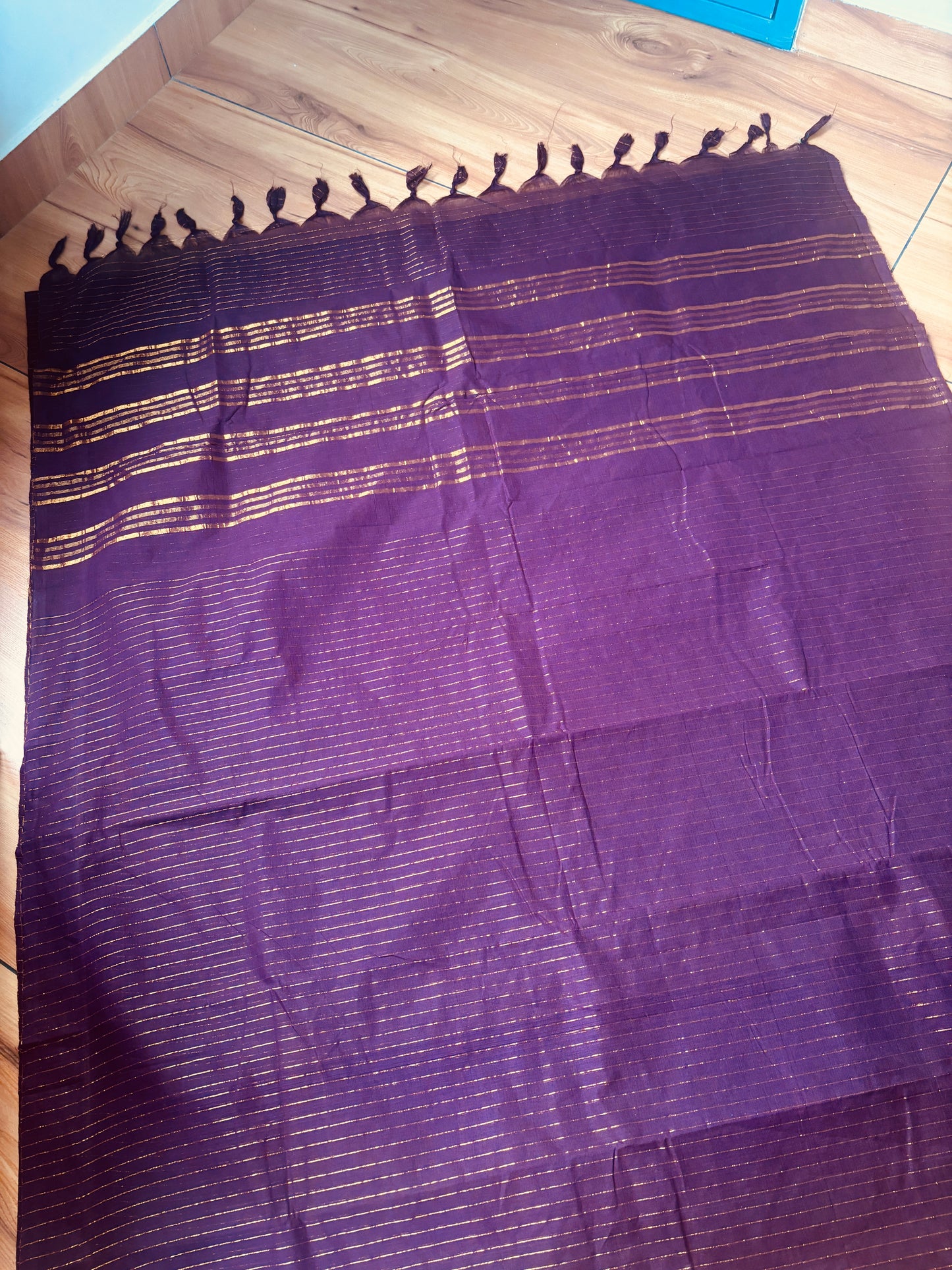 Striped Vintage wine Shade Chettinad Cotton Saree